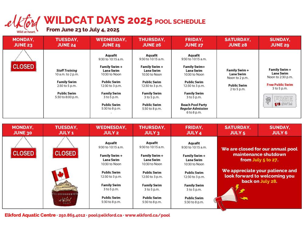 Wildcat Days 2025 Pool Schedule Wildcat Days 2025 Pool Schedule