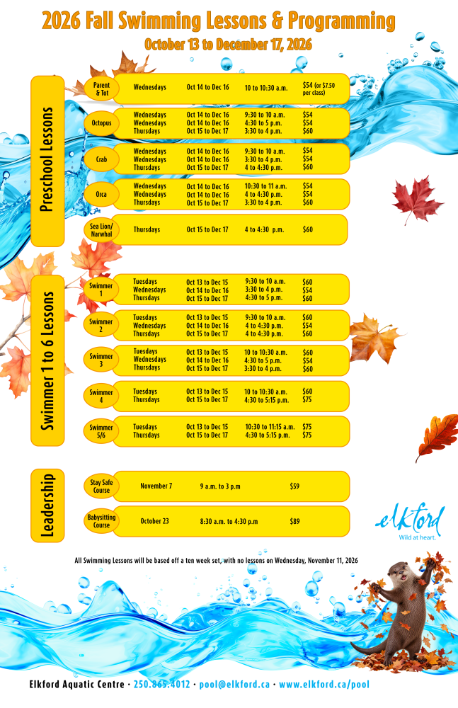 Fall 2026 Swimming Lessons