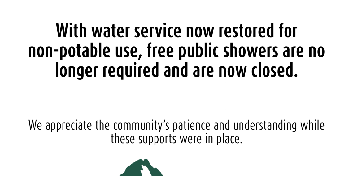 free showers closed